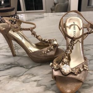 Gold high heeled sandals